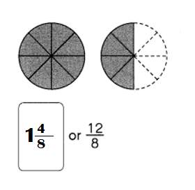 Math-in-Focus-Grade-4-Cumulative-Review-Chapters-5-and-6-Answer-Key-Express the shaded part of each figure as a mixed number or an improper fraction-24