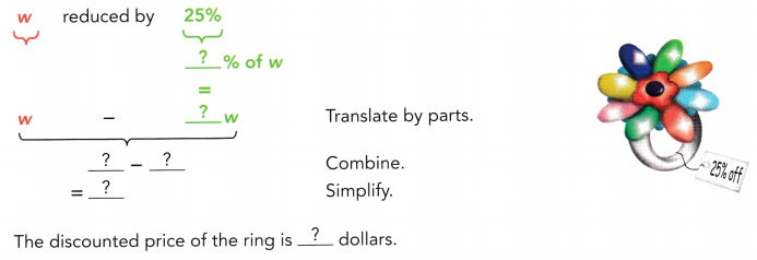Math in Focus Grade 7 Chapter 3 Lesson 3.6 Answer Key Writing Algebraic Expressions 14