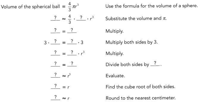 Math in Focus Grade 7 Chapter 8 Lesson 8.4 Answer Key Finding Volume and Surface Area of Spheres 3