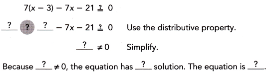Math in Focus Grade 8 Chapter 3 Lesson 3.2 Answer Key Identifying the Number of Solutions to a Linear Equation 1