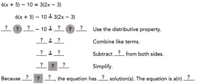 Math in Focus Grade 8 Chapter 3 Lesson 3.2 Answer Key Identifying the Number of Solutions to a Linear Equation 5