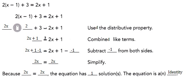 Math in Focus Grade 8 Chapter 3 Lesson 3.2 Answer Key Identifying the Number of Solutions to a Linear Equation-3