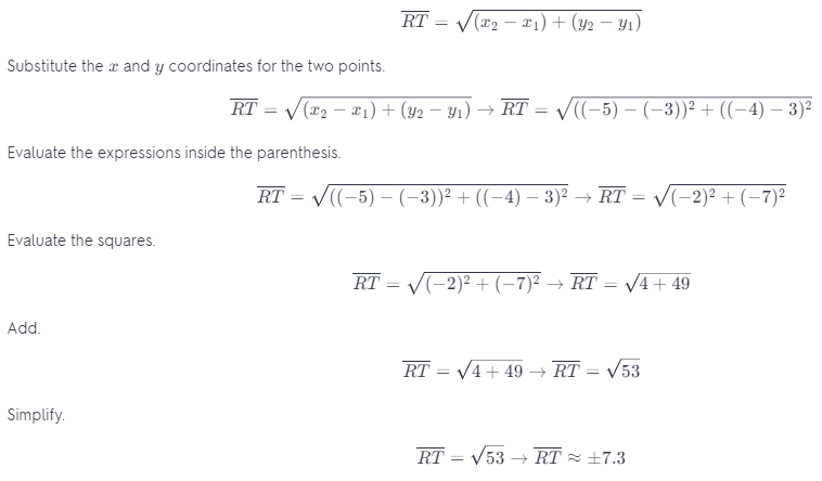 Math in Focus Grade 8 Chapter 7 Lesson 7.2 Answer Key Understanding the Distance Formula A 1